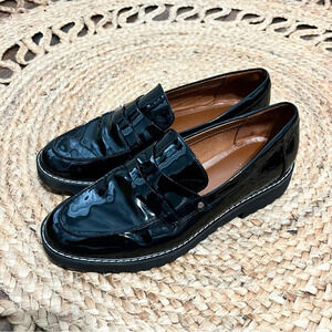 Franco Sarto Women’s Cassandra Chunky Black Patent Penny Loafer Sz 8.5M